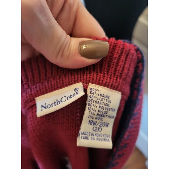 Vintage 90s/Y2K Red Christmas Sweater Vest 18/20 Applique Embroidered Country - Picture 8 of 8